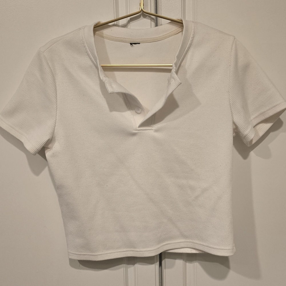 White Ribbed Crop Top